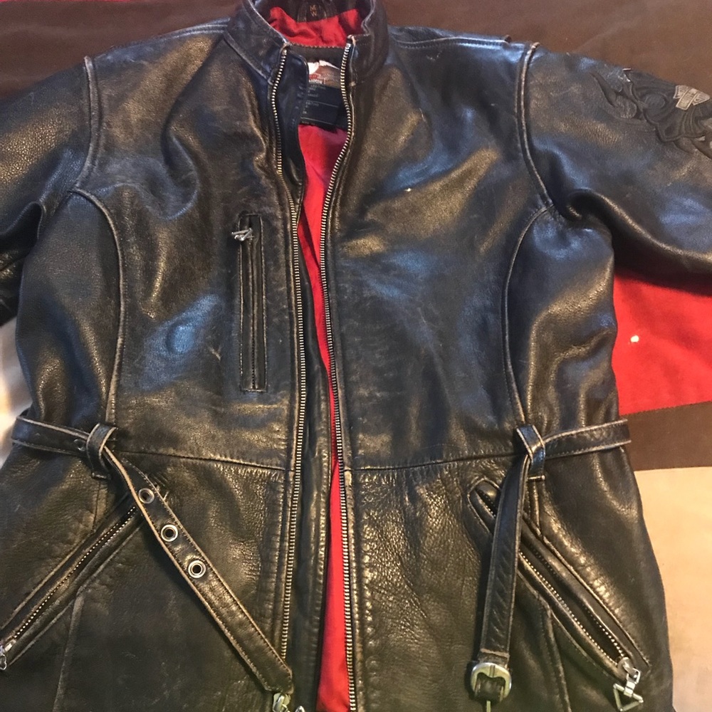 Harley Davidson distressed leather jacket medium